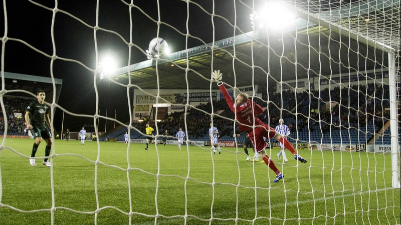 Celtic's Emilio Izaguirre beats Kilmarnock goalkeeper Craig Samson to give Celtic the lead