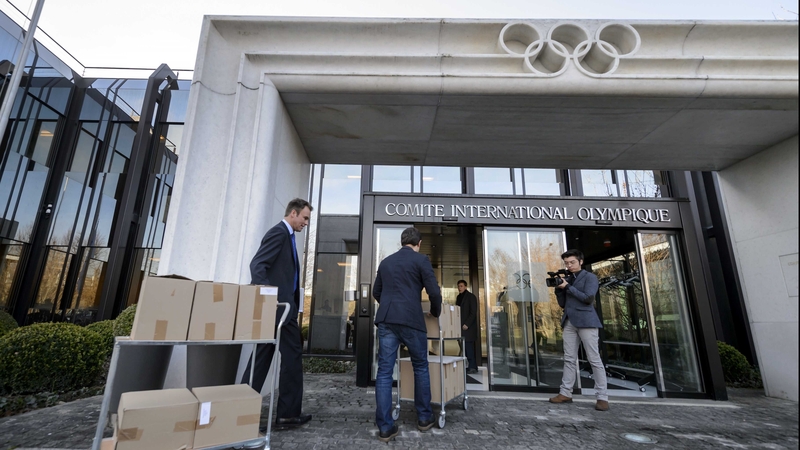 The Almaty submission arrives at the International Olympic Committee headquarters in Lausanne
