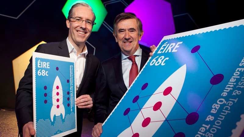 The stamp features a rocket like that central to the inspirational story that led to the setting up of the exhibition