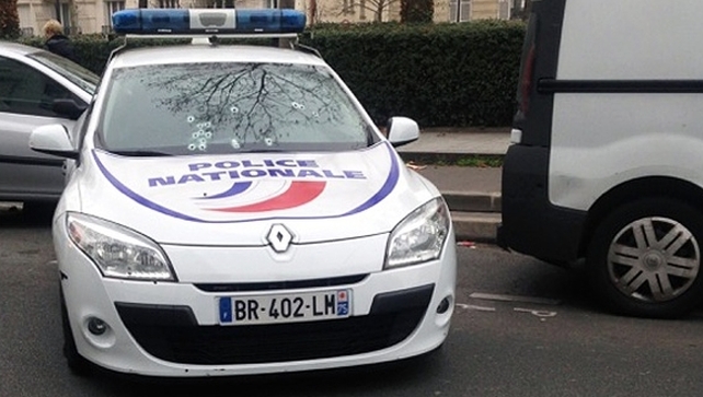 A police car was riddled with bullets during the attack