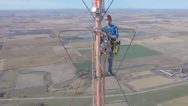 Kevin Schmidt at the top of the TV tower