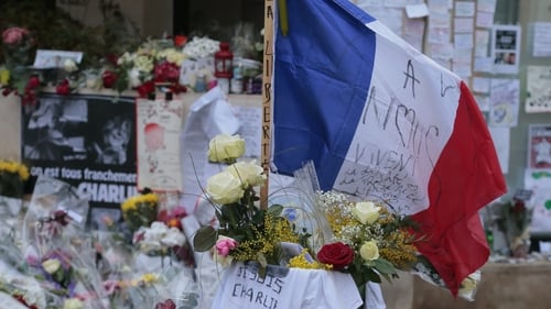 Tributes were paid to the victims of the attack at the Paris offices of Charlie Hebdo
