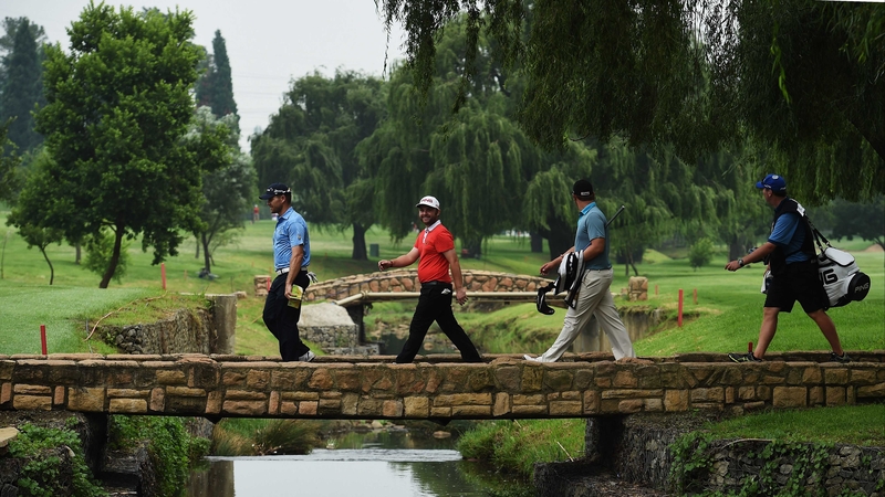 Andy Sullivan (second from left): 'I thought I did well on eight to make birdie after a couple of smelly holes in the middle'