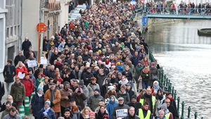 People demonstrate during a silent march for peace and respect in Gent, Belgium