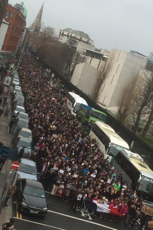 Up to 2,000 people marched in Dublin city centre to show solidarity