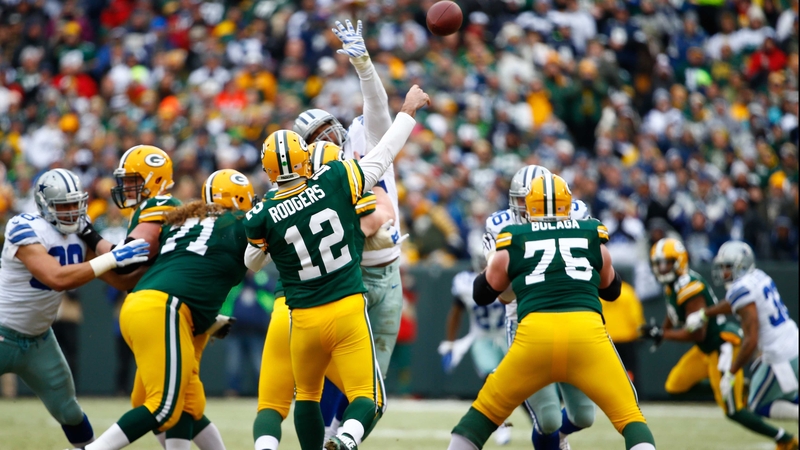 Aaron Rodgers of the Green Bay Packers throws a pass