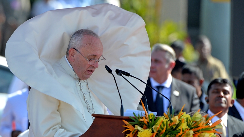 Pope Francis speaks on arrival in Sri Lanka
