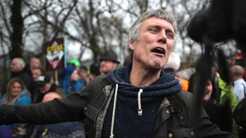 Bez at an anti-fracking march earlier this year