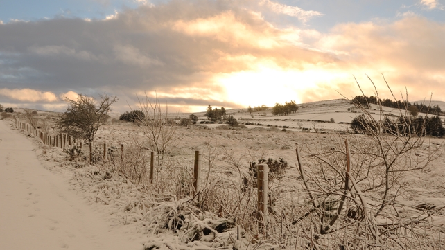 The Sun rising over snowy Glentogher in Inishowen, Co Donegal (Pic: Christina Galbraith)