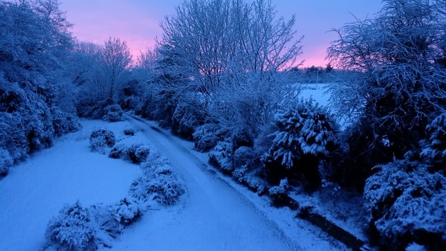 Eileen Cooney sent in this picture of a snowy sunrise