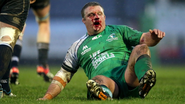 Connacht's Nathan White with a bloody nose during Connacht Eagles' clash with Leinster A