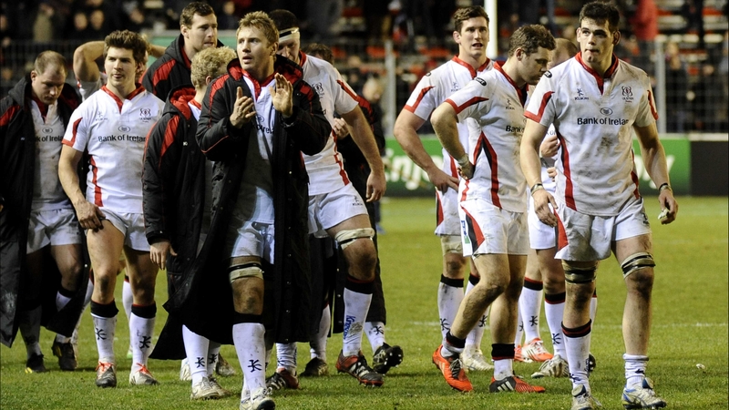 A dejected Ulster side trudge off the field after their record loss at Stade Mayol