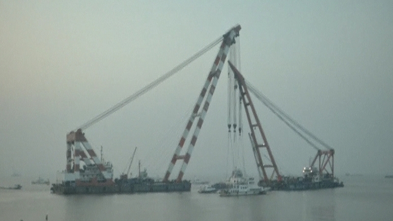The vessel was raised 40 hours after it sank while undergoing testing in the eastern province of Jiangsu