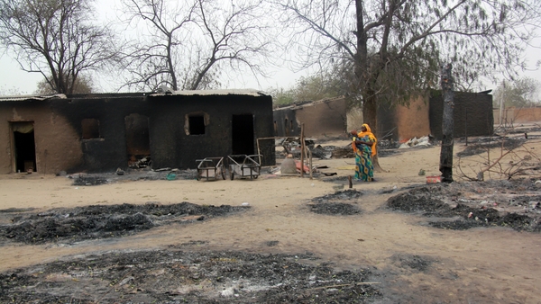 A village is left devastated after a Boko Haram attack earlier this year