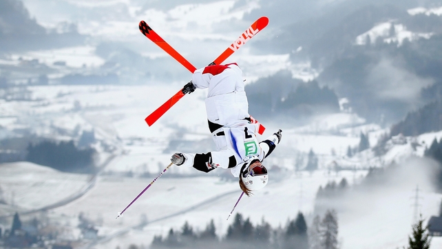 Audrey Robichaud of Canada in action during Ladies Moguls training at the Freestyle Ski World Championships in Kreischberg, Austria