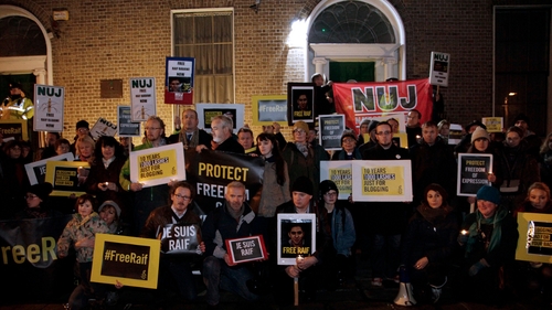Protest held at Embassy of Saudi Arabia in Dublin over treatment of blogger (Pic: Paula Geraghty)