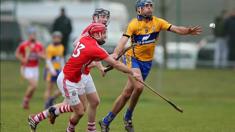 Cork's Brian Murray and Stephen Moylan with Brendan Bugler of Clare