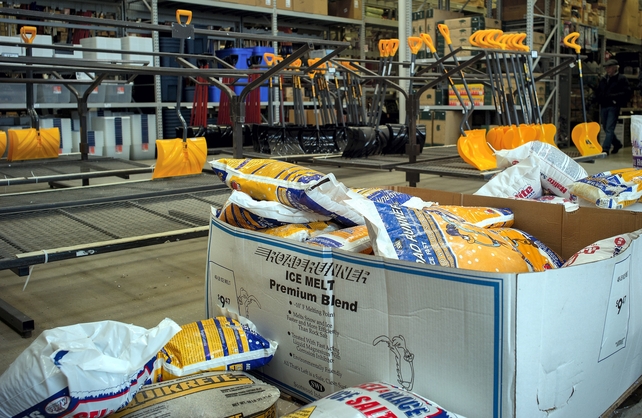 Shops across the region have almost completely sold out of snow shovels