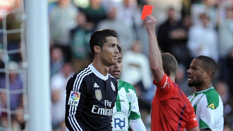 Cristiano Ronaldo sees red for Real Madrid