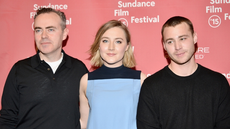 (l-r) Brooklyn director John Crowley and stars Saoirse Ronan and Emory Cohen at the Sundance Film Festival