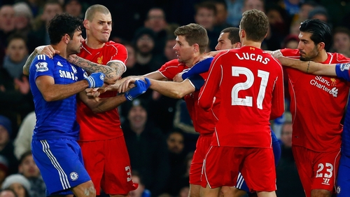 Diego Costa and Emre Can had to be separated following the incident
