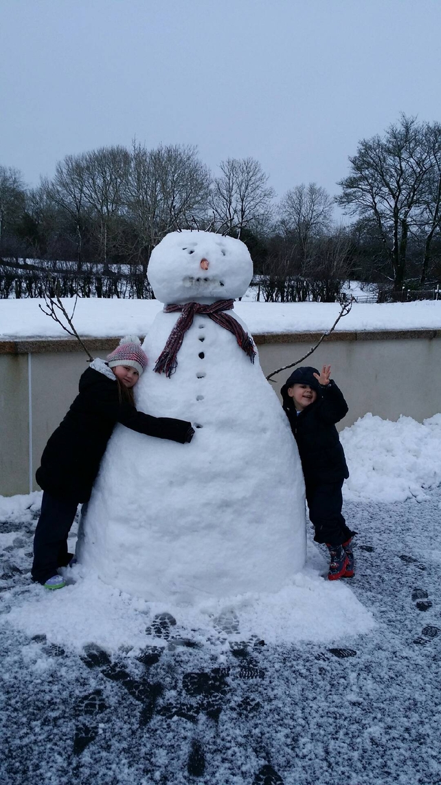This Snowman in Gallagh, Clontibret Co Monaghan kept Danika and Kyle very busy! (Pic: Michelle Brennan)