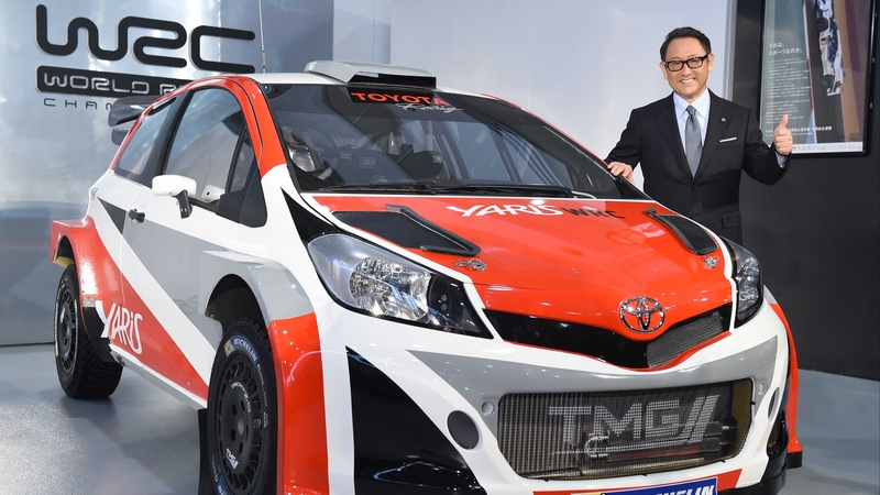 Toyota president and CEO Akio Toyoda gives the new Yaris the thumbs up