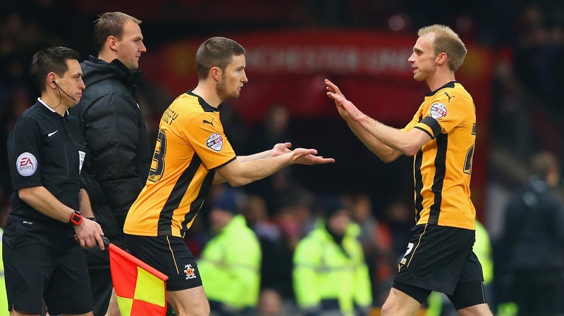 Former Cork City midfielder Gearoid Morrissey of Cambridge United replaces Luke Chadwick at Old Trafford last night