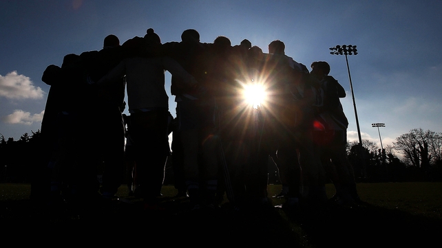 The AIT team pre-match huddle ahead of their Sigerson Cup game against UCD on Wednesday