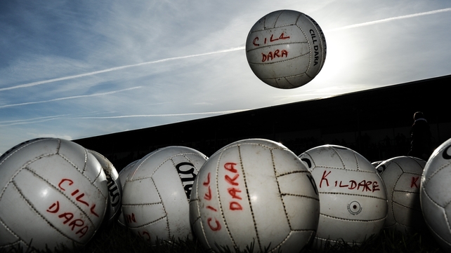 Match balls ready before the Kildare v Down Allianz football league game on Sunday