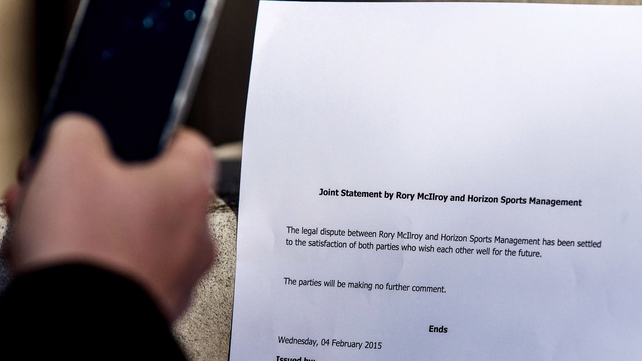 The joint statement issued on Wednesday by Rory McIlroy and Horizon Management following the settlement of their legal actions