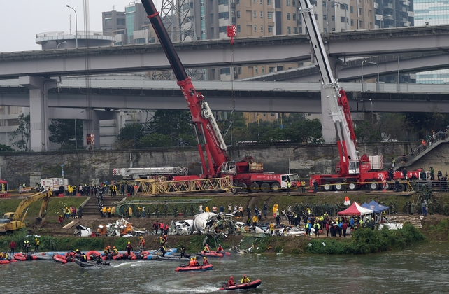 Two tall cranes have been used in the retrieval operation