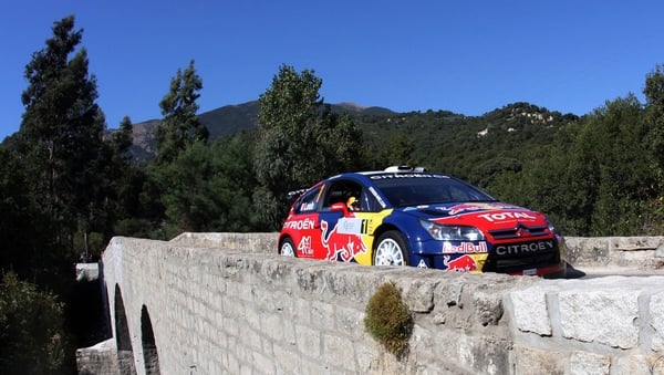 Sebastien Loeb and Daniel Elena in their Citroen C4 in Corsica in 2008