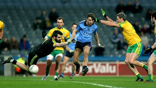 Dublin's Cormac Costello scores the first goal of the game