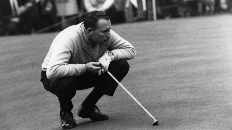 Billy Casper, who won the 1966 US Open, lining up a putt during the tournament