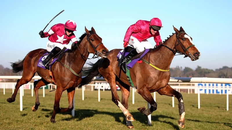 Apache Stronghold (cerise silks) is the shortest price of Noel Meade's Cheltenham contenders at 6-1 for the JLT Novices' Chase
