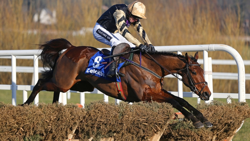 Jockey Ruby Walsh onboard Nichols Canyon clears the last hurdle to win