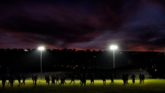 The Roscommon players during their warm up ahead of their game against Down on Sunday