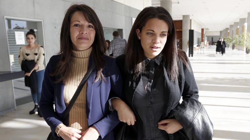 Sophie Serrano and her daughter Manon at Grasse courthouse