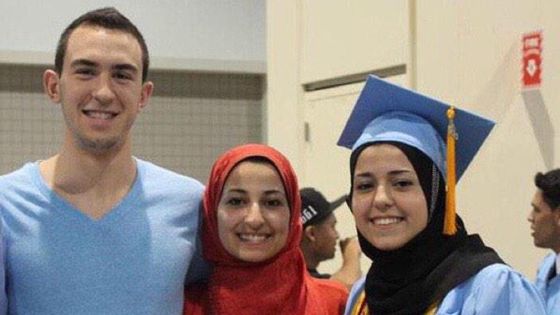 Deah Shaddy Barakat, Yusor Abu-Salha and Razan Abu-Salha (Pic: @smalfuhaid)