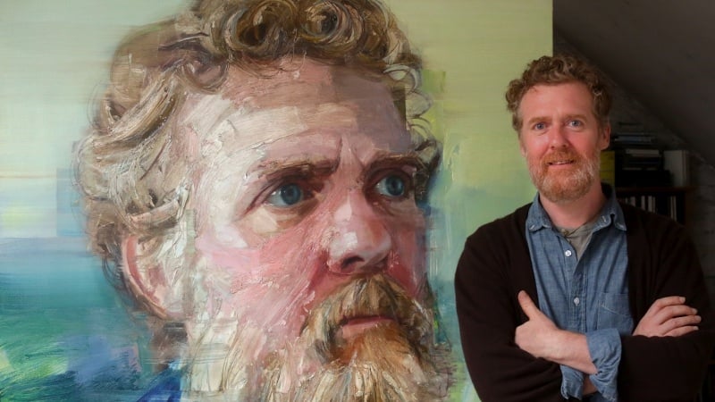 Hansard with Colin Davidson's portrait Credit: Oliver Sears Gallery