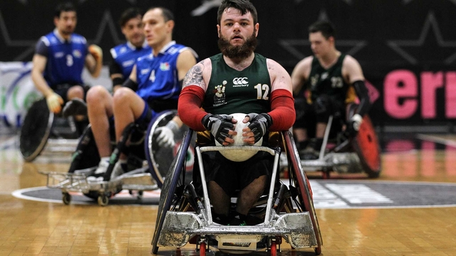 Ireland's Alan Dineen in action during the wheelchair rugby international against Italy in Rome