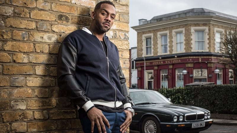 Richard Blackwood on the set of Eastenders