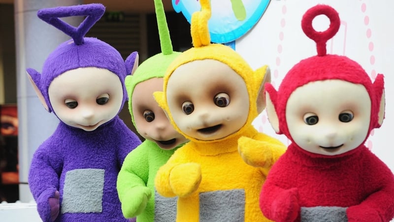 Teletubbies: Tinky-Winky is the purple one on the left