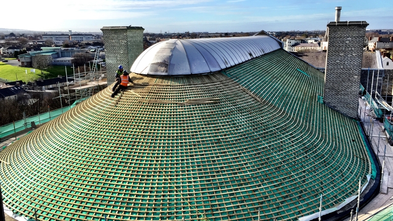 Workers working on the East Wing roof in Kilmainham