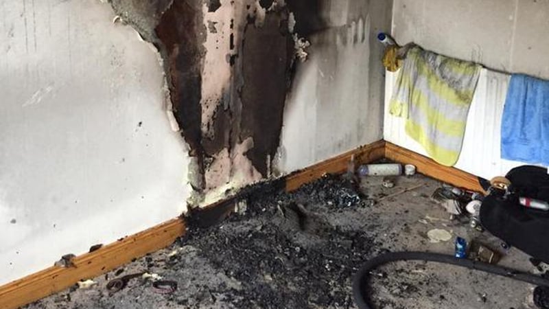 The bedroom of the house in Castleknock was badly damaged by the blaze (Pic: Dublin Fire Brigade)
