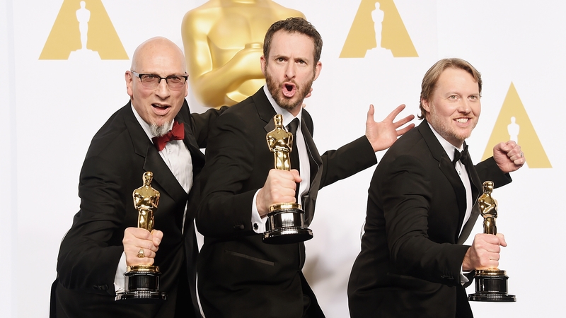 (l-r) Big Hero 6 producer Roy Conli with directors Chris Williams and Don Hall