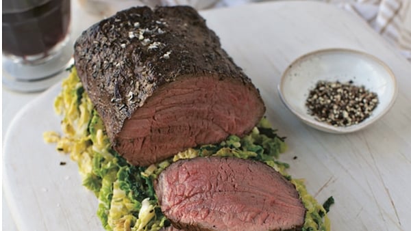 Roast Fillet of Beef with White Bean Mash and Savoy Cabbage