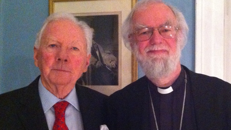 The former Archbishop of Canterbury, Dr Rowan Williams with Gay Byrne