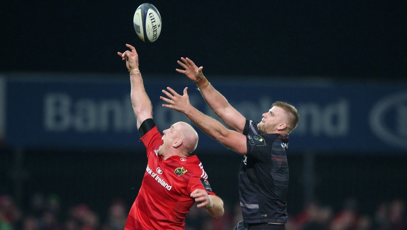 Paul O'Connell and George Kruis in action for their respective clubs at Thomond Park last October